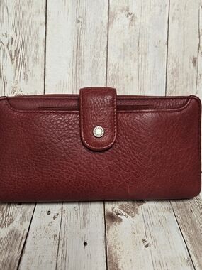 Options by Buxton Red Genuine Leather Checkbook Wallet Organizer